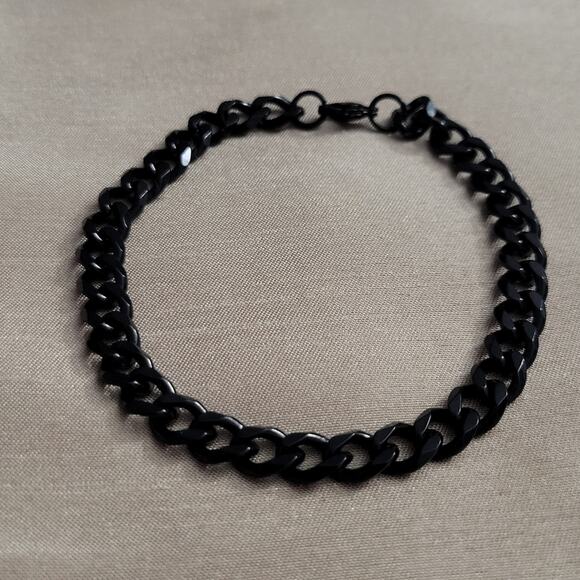 Men's black stainless steel chunky curb chain bracelet - Picture 1 of 5